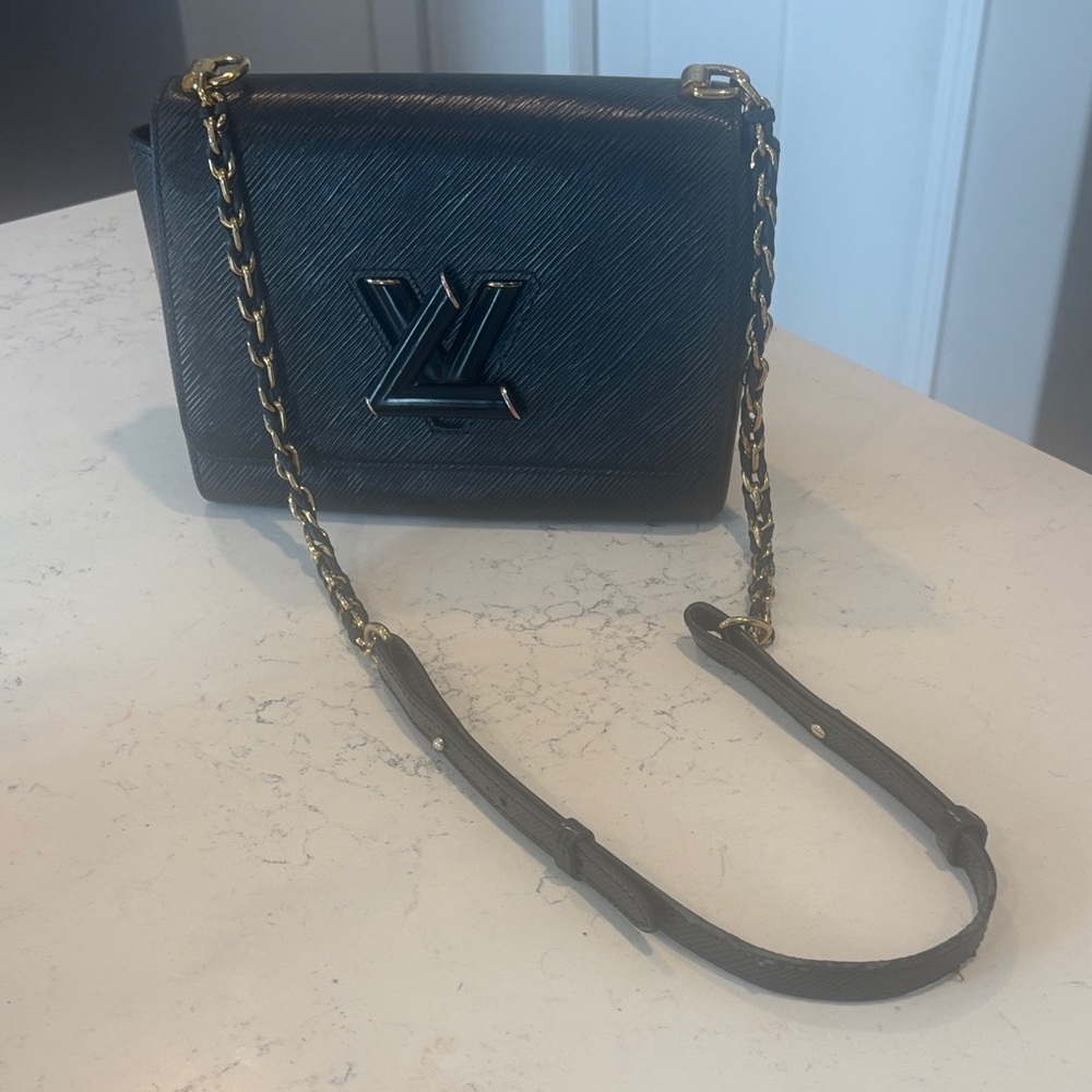 Louis Vuitton Black Epi Leather Chain Crossbody Bag with Gold Hardware